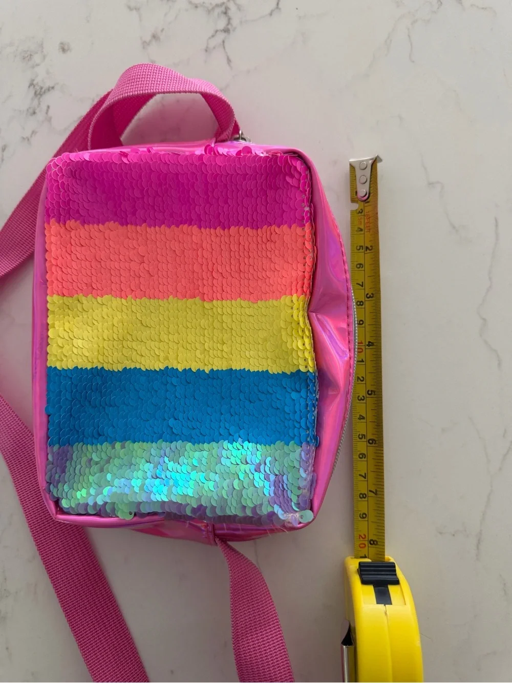 Sequin Rainbow Crossbody Bag for Kids - Pink Strap